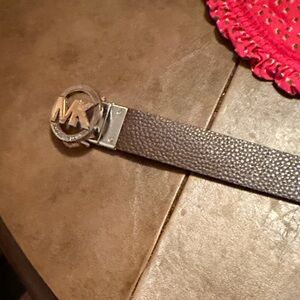 Michael Kors Chocolate Belt with Silver MK Buckle